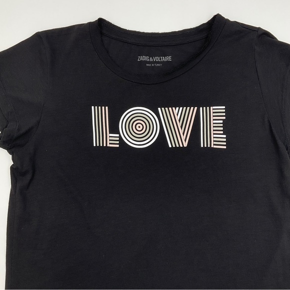 Zadig & Voltaire LOVE Skinny Print Short Sleeve Tee Rare Women’s Size Medium - Picture 7 of 16